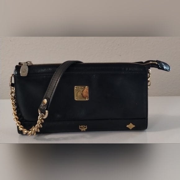 MCM Studded Shoulder Bag Black/Gold - Picture 5 of 14